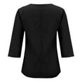 thumbnail image 6 of Womens Shirts Solid V Neck Button Up 3/4 Sleeve Womens Dressy Casual Shirts,Black,L, 6 of 7