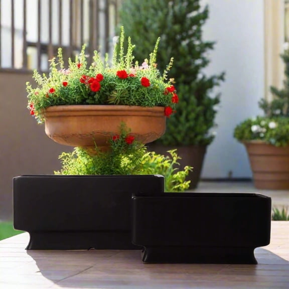 Cyra Ceramic Rectangle Planter Set (Set of 2)