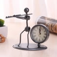 thumbnail image 1 of Grande Vente! Petite Horloge de Bureau en Fer Inoxydable Créative Horloge Rétro Personnalité Cadeau Cadeau d'Anniversaire Réveil de Table en Fer avec Instruments de Musique Gadgets Décoration Artisanat, 1 of 8