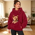 thumbnail image 2 of Pet Pouch Hoodie for Women Dog Carrier Sweatshirt Small Pet Carrier Hoodie Long Sleeve Fleece Pullover with Kangaroo Pocket Oversized Casual Solid Color Button Neck Large Pet Pouch, 2 of 5