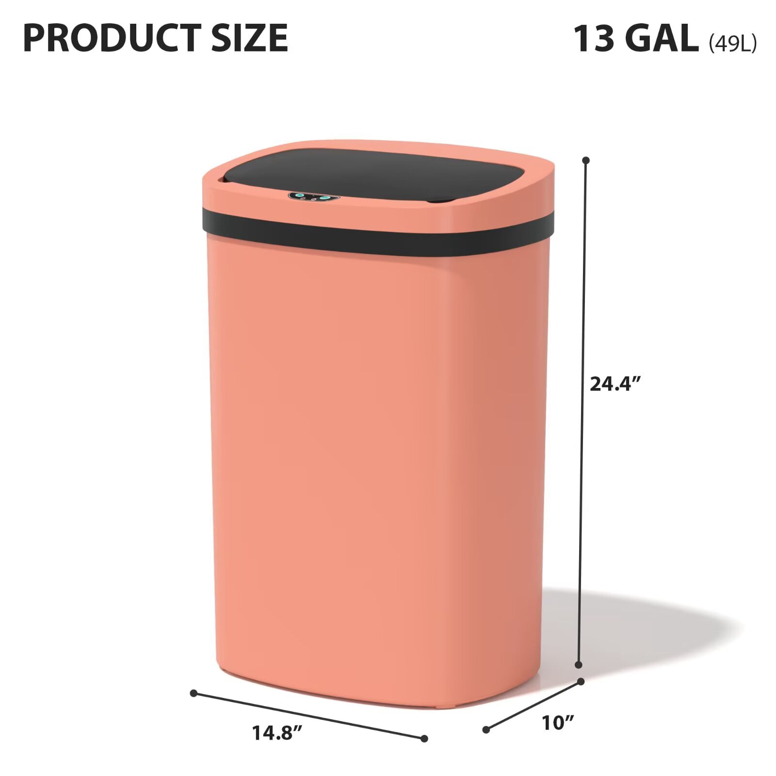 YRLLENSDAN 13 Gallon Trash Can Motion Sensor Touchless Automatic Garbage Cans with Lid and Odor Filter for Kitchen Bedroom Office Living Room, Pink