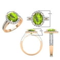 thumbnail image 3 of Dazzlingrock Collection 10X8mm Oval Peridot & Round White Diamond Halo Style Engagement Ring for Women (0.40 ctw, Color I-J, Clarity I2-I3) in 10K Rose Gold, Size 4, 3 of 5