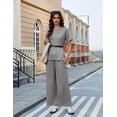 thumbnail image 5 of Pinspark 2 Piece Sets for Women Soft Short Sleeve Tracksuit Wide Leg Pants Lounge Matching Set Travel Summer Outfits, 5 of 6