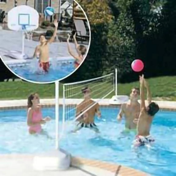 Dunn-Rite Products H2O Hoops Poolside Basketball and Volleyball Game Set BV 400
