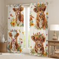 thumbnail image 2 of Manfei Cartoon Highland Cow Blackout Curtains Set of 2 (52x84 Each), Groovy Daisy Flower Window Curtains, Teens Kids Boys Girls Curtains and Drapes, Curtains and Drapes Decor, 2 of 6