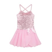 iEFiEL Cute Sequin Camisole Leotard Dress Ballet Dancewear for Little Girls Kids