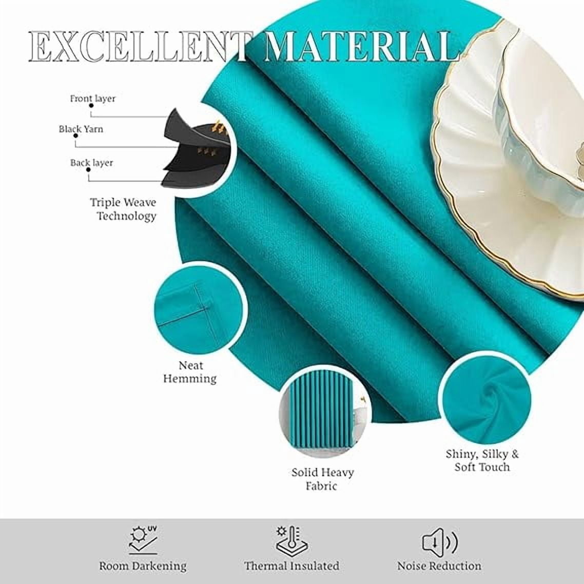 Homi Drapes Double Pinch Pleated Blackout Curtains – Thermal Insulated, Room Darkening Window Treatments Back Tab Curtains for Home or Office – 1 Panel with Hooks & Tiebacks (Aquamarine Blue,52x54)