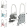 thumbnail image 4 of TROPOW Toddler 2 Step Stool Kids Standing Tower for Toddlers Plastic Learning Helper Stool for Kitchen Counter Bathroom Sink Toilet Potty Training with Handles and Non-Slip Pads,Gray, 4 of 8