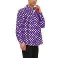 thumbnail image 4 of Unique Bargains Men's Long Sleeve Button Slim Polka Dots Shirt 42 Purple, 4 of 6