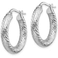 thumbnail image 2 of 14k 4x15mm White Gold Diamond-cut Round Hoop Earrings - 23.4mm, 2 of 6