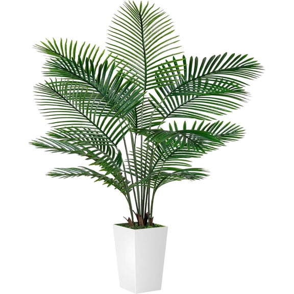 VIVATREES 6FT Artificial Palm Tree with White Planter Lifelike Faux Plant for Home Office Decor