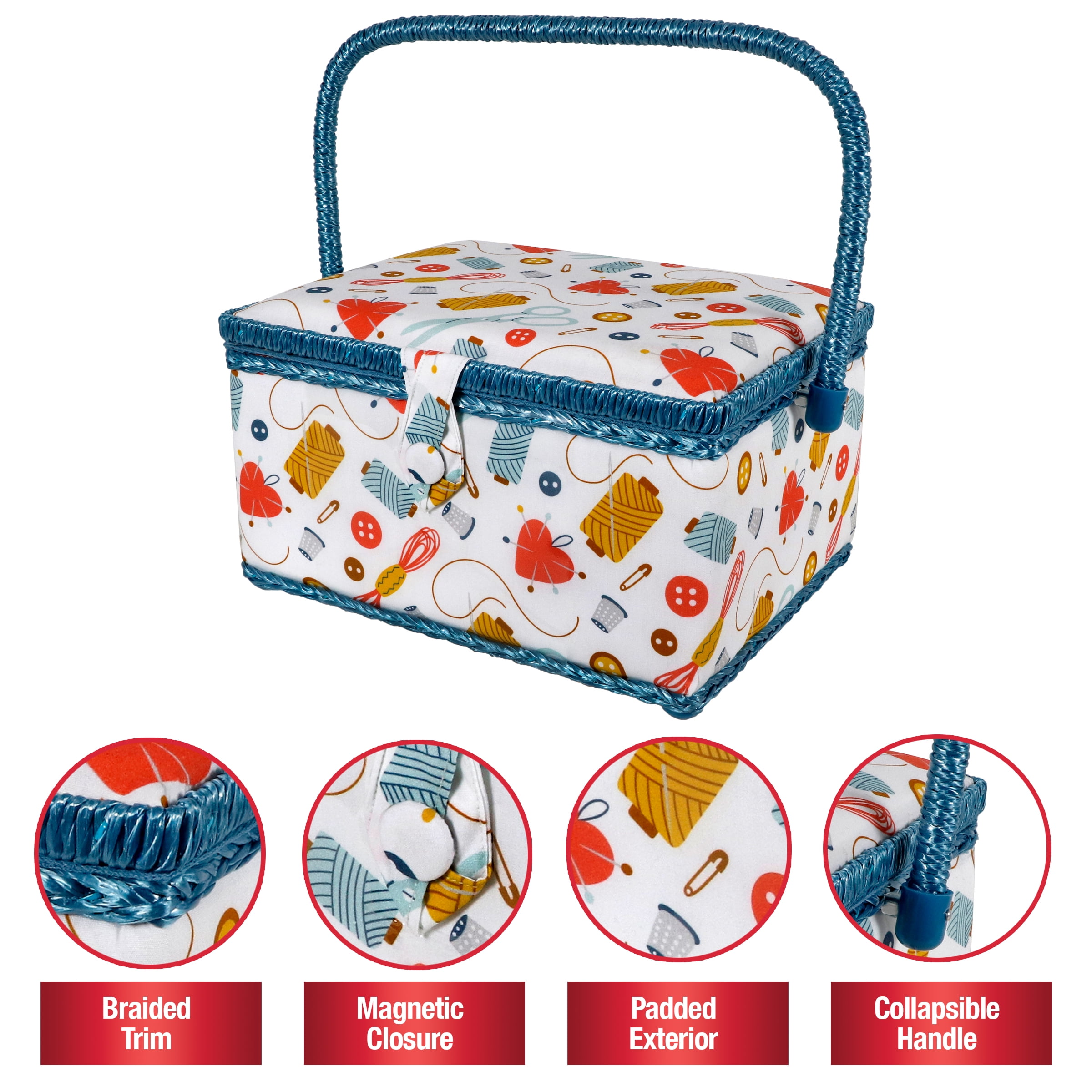 SINGER Large Sewing Basket in Sewing Accessories Print, Mult