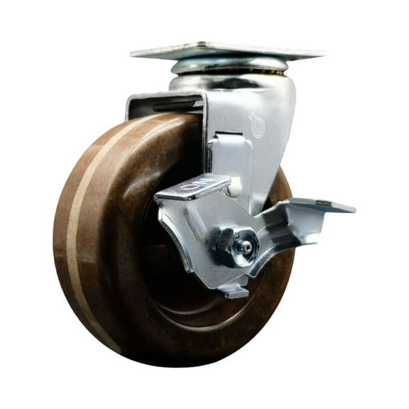 5 Inch High Temp Phenolic Swivel Caster with Roller Bearing and Brake SCC
