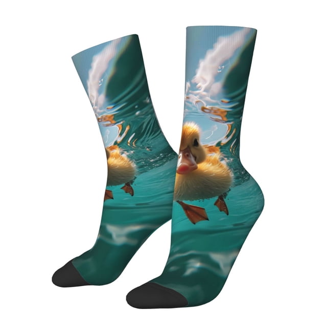 Fotbe Underwater Swimming Duck Calcetas Largas con Estampado para Hombre y Mujer – Calcetas de Compresión Transpirables y Elásticas, Viajar y Uso Diario Talla 5-11