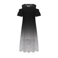 thumbnail image 3 of FAVIPT Womens Maxi Long Sleeve Dresses Plus Size Loose Fit Lace Dresses Short Sleeve Crew Neck Dress Patchwork Ruffle Elegant Dresses 2025 Black,XL, 3 of 5