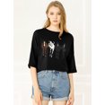 thumbnail image 2 of INSPIRE CHIC Woman's Drop Shoulder 3/4 Sleeves Horse Print Loose Tops, 2 of 6