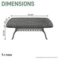 thumbnail image 4 of Hzzkey 72.44" L x 35.43" W Cast Aluminum Outdoor Dining Table with 1.88" Umbrella Hole Black, 4 of 8