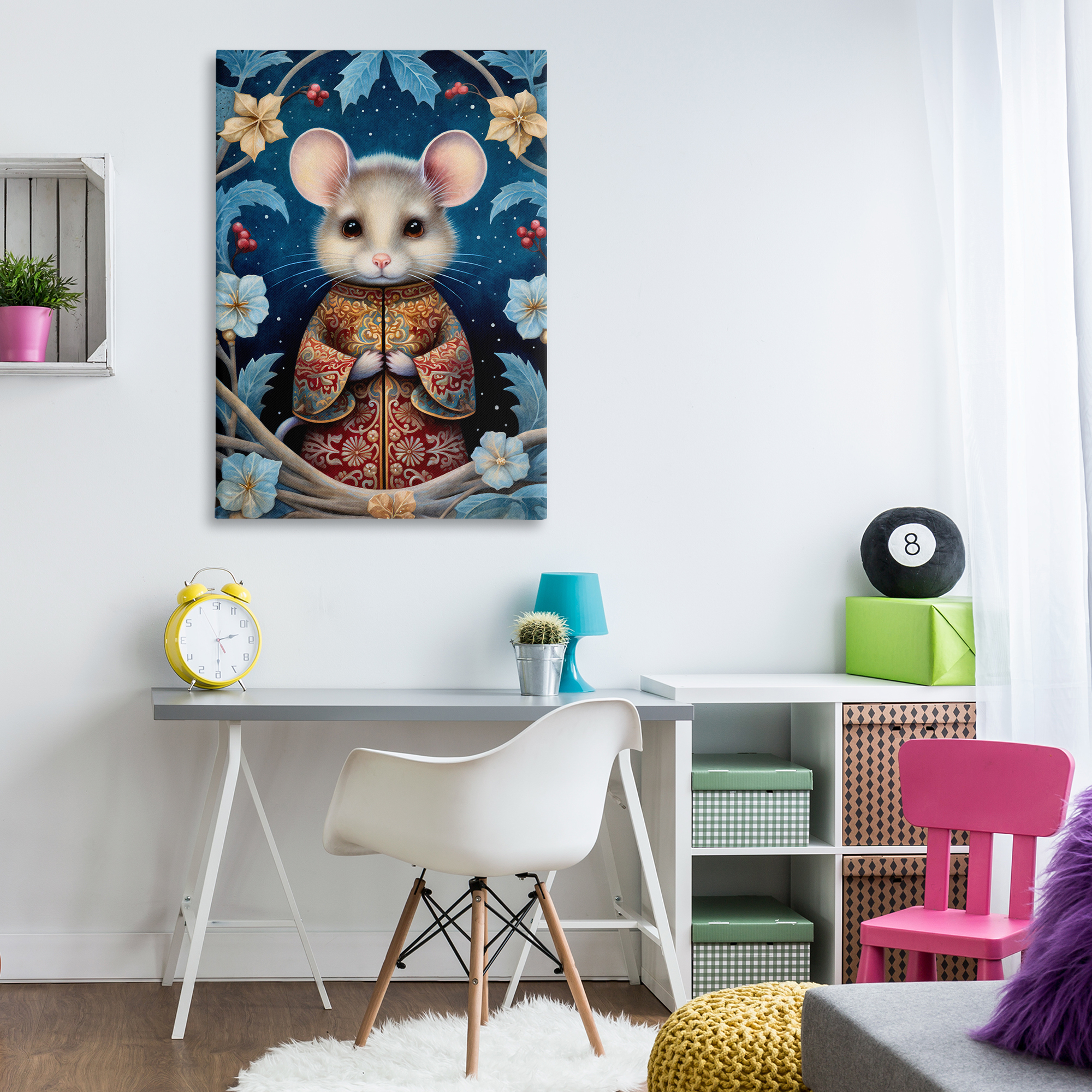 Stupell Industries Woodland Pattern Mouse Animals & Insects Painting Gallery Wrapped Canvas Art Print Wall Art, 30 x 45