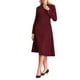 thumbnail image 1 of Vestido midi plisado de manga larga con solapa de pico para mujer Inspire Chic en color rojo vino, 1 of 5