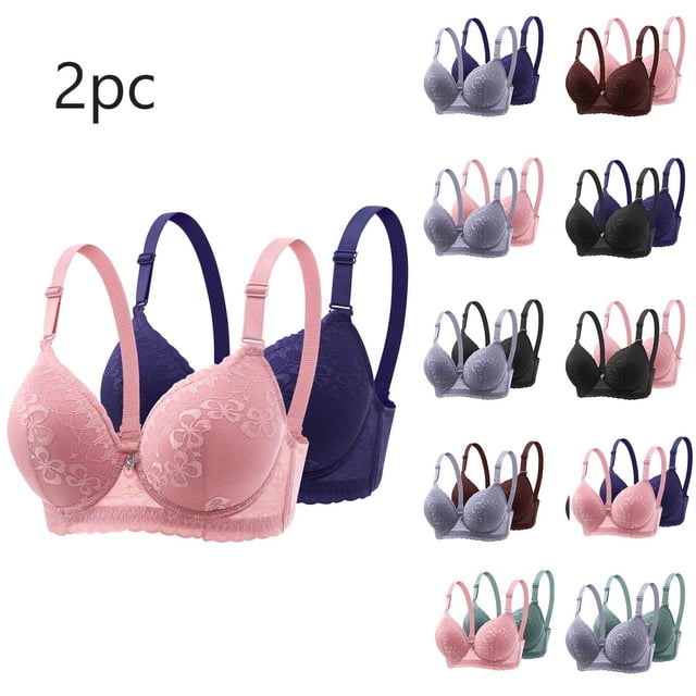 Sentmoon 2 Pieces Womens Bras Comfortable Full Coverages Support Bras Lift with Underwires Adjustable Strap Breathable Push Up Bra Stylish for Running Watermelon Red 38