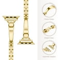 thumbnail image 2 of Slim Band Compatible with Apple Watch 42mm 44mm 45mm 49mm iWatch Series 9 8 7 6 5 4 3 2 1 SE/iWatch Ultra 1/Ultra 2, Women Adjustable Replacement Bracelet, Jewelry Metal Strap,Gold, 2 of 6