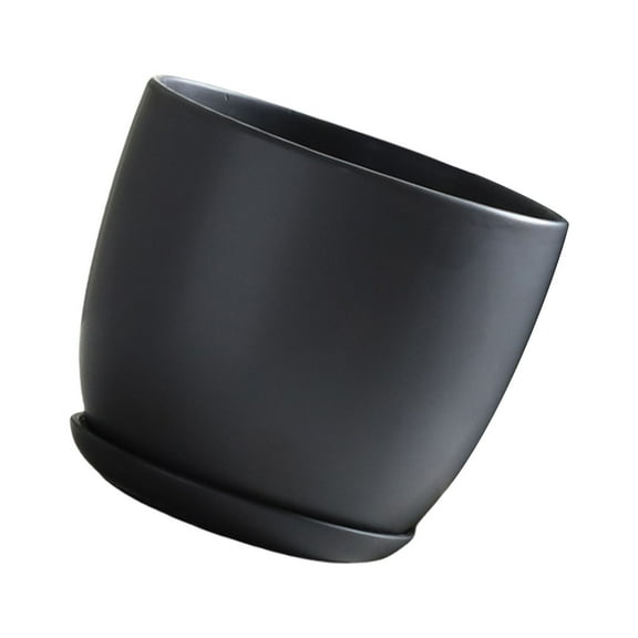 Stylish Black Planter with Drainage Hole Ideal for Indoor Gardening and Decoration