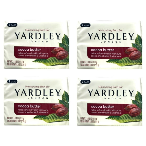 Yardley London Moisturizing Bath Bar Cocoa Butter 2 x 4oz - Pack of 4