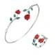 thumbnail image 1 of Rose Anillo Pulsera Conjunto de aceite de goteo Rose Abrir Anillo Pulsera Ajustable Accesorios para Mujer Chica para Regalo, 1 of 4