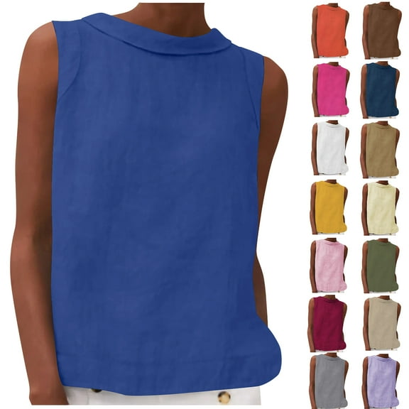 Baikeli Womens Cotton Linen Tank Tops Loose Fit Sleeveless Crew Neck Tees Soldi Casual Summer Tanks Liquidación Prime Today Army Green S
