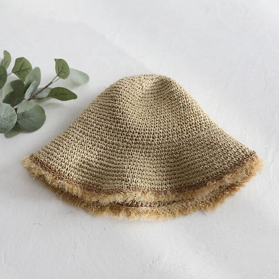 CoCopeanut 2022 Girls Summer New Folding Straw Hat Outdoor Beach Sun Hats for Women Solid Color Bucket Hat Women Goros Caliente Para Mujer