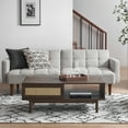 thumbnail image 6 of Mopio Haylee Modern Farmhouse Boho Coffee Table Walnut, with Rattan Cane Sliding Doors, 6 of 7