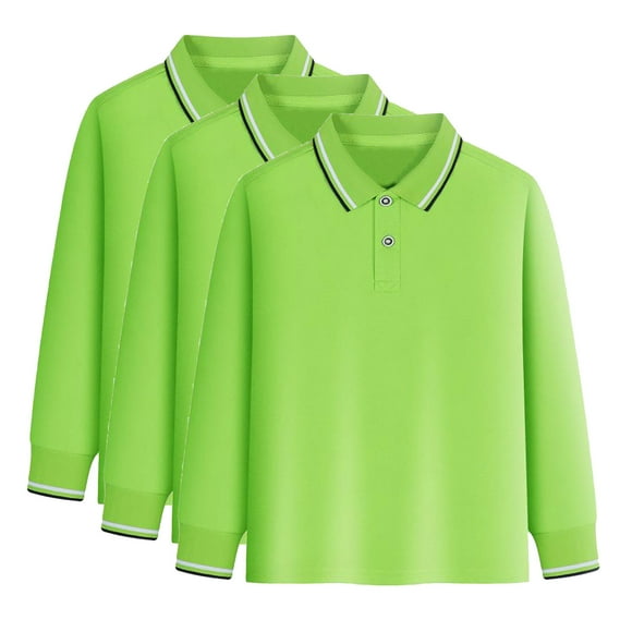 REDARER 3-Pack Boys School Uniform Polo, Long Sleeve - for Little Boys & Big Boys,Size 4-5 Years