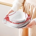 thumbnail image 6 of vancasso 24 pcs Dinnerware Sets, Plates and Bowls Set for 6, Ceramic Dinner Set, White and red stripes, 6 of 9