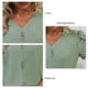 thumbnail image 5 of Camiseta con cuello en V para mujer, mangas cortas de pétalos, botón frontal, blusas holgadas informales caladas, Color oliva XXL, 5 of 6