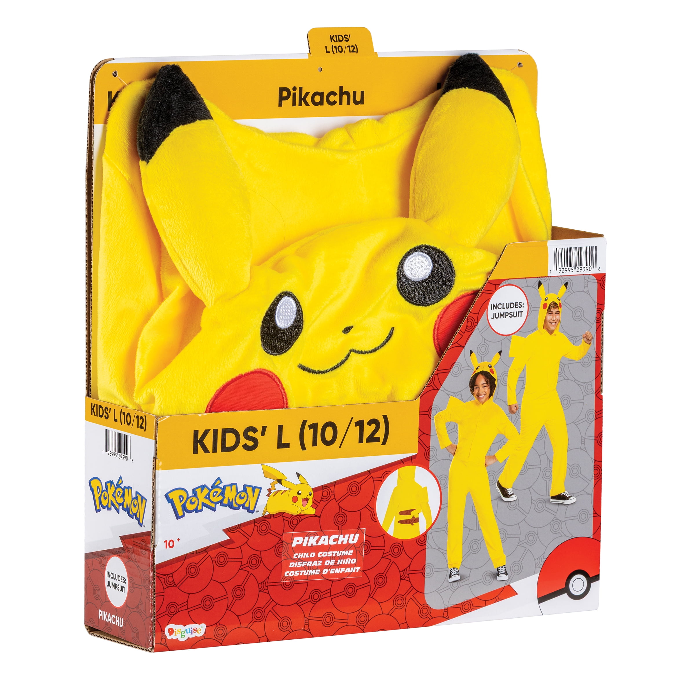 Pokemon Pikachu Halloween Costume for Children, Boys Size L (10/12), by Disguise