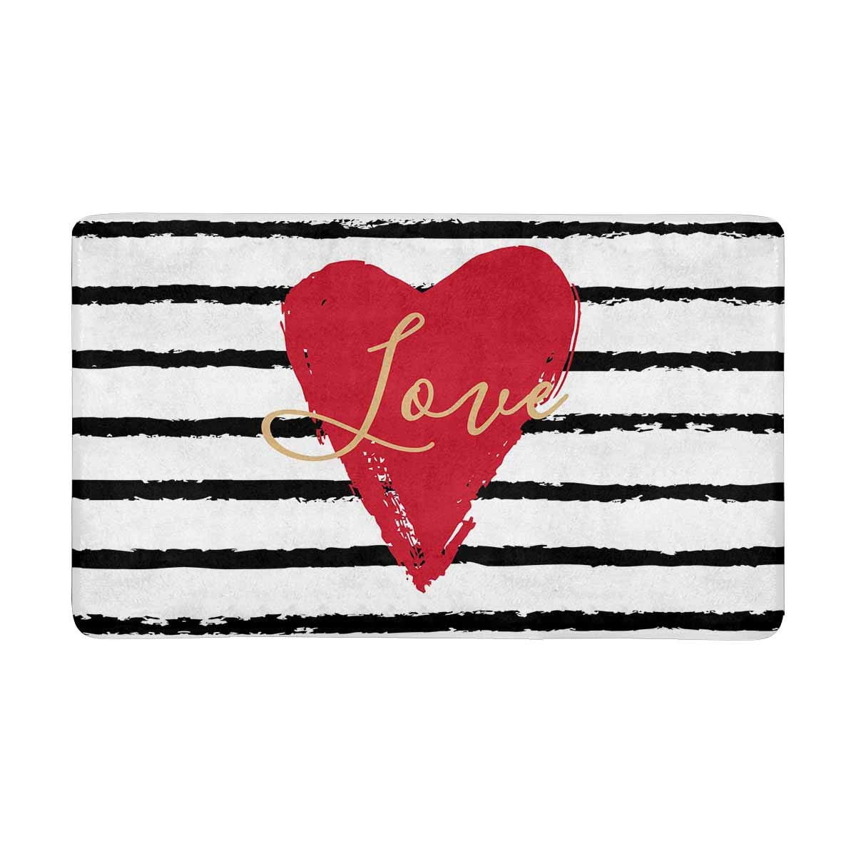 All You Need is LOVE Hearts Stripes Valentine Area Rugs Carpet Bedroom Floor Mat 