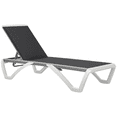 thumbnail image 1 of Outsunny Outdoor Chaise Lounge Chair, Patio Aluminum Tanning Chair with 5-Level Adjustable Back, Portable Wheels, Breathable Mesh Fabric, for Pool, Deck,  Garden, Blue, 1 of 10