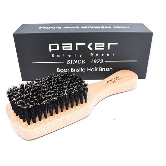 Parker Cepillo de pelo 100 % cerdas de jabalí, mango de madera de haya natural, empaquetado en una caja de regalo