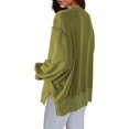 thumbnail image 4 of Sweats pour Femmes Col Rond Chute Légère Couleur Unie 2023 Mode Chaud Coupe Oversize Sweatshirts, 4 of 4
