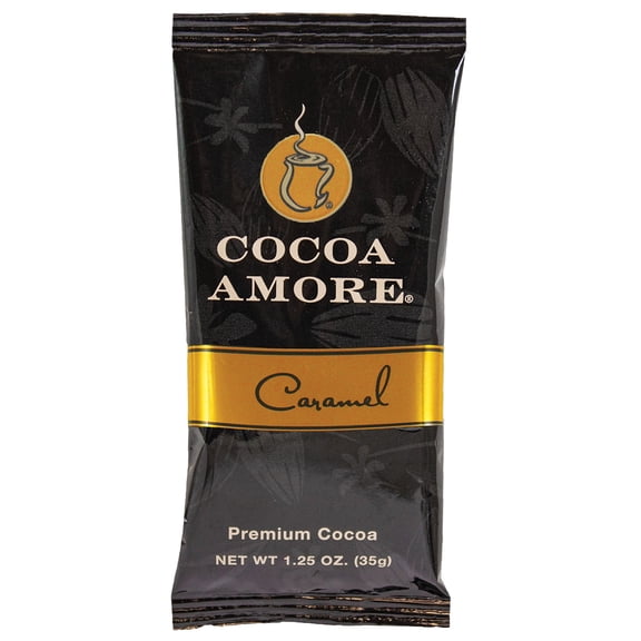 Cocoa Amore Caramel Gourmet Cocoa 50 Packets Single Serve 1.25 oz Packets