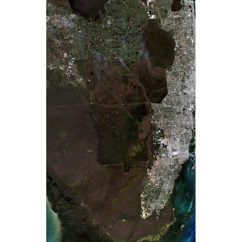 Satellite view of Southern Florida Poster Print (11 x 17) - Walmart.com ...