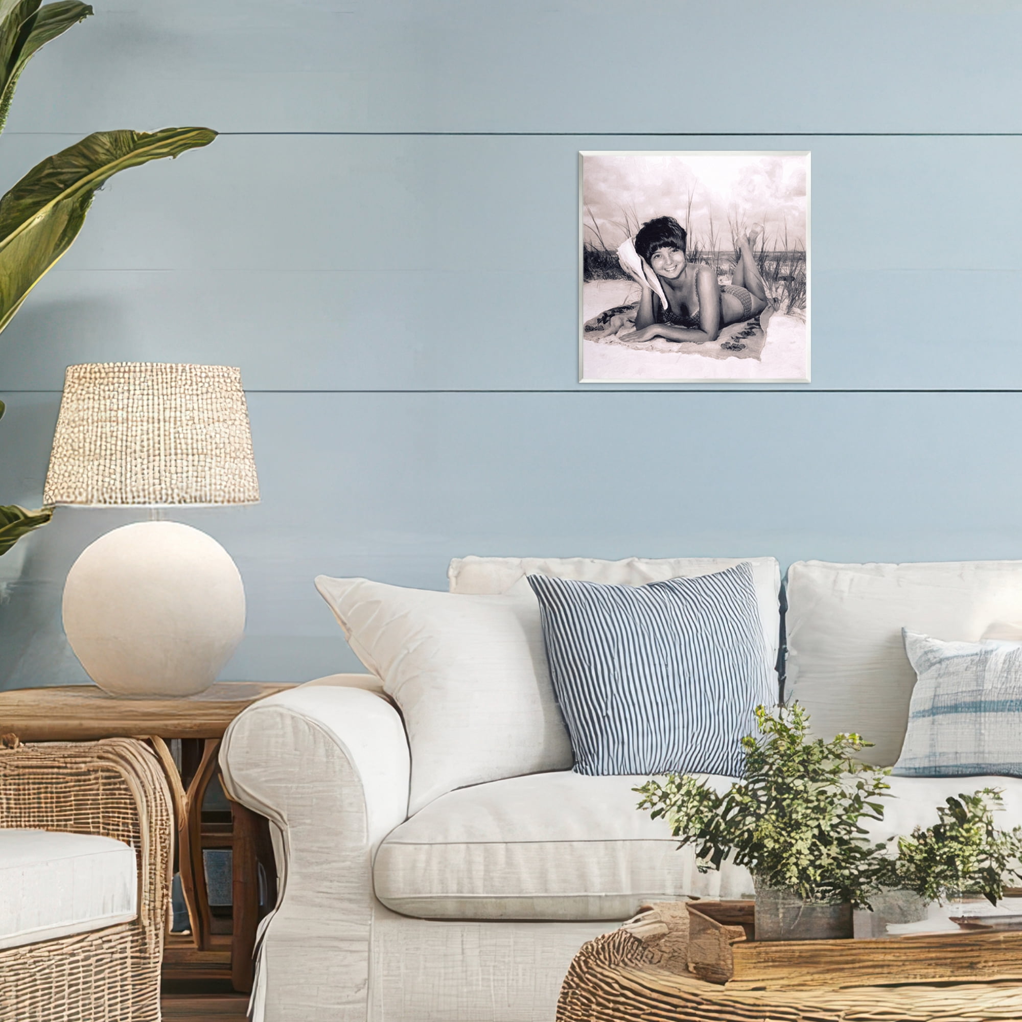 Stupell Industries Vintage Summer Girl with Conch Wall Plaque Art, design by Grotto Studios