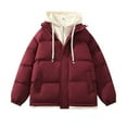 thumbnail image 1 of Funicet Man Solid Color Fake Two Hooded Drawstring Pockets Large Size Coat Cotton-Padded Clothes, 1 of 2
