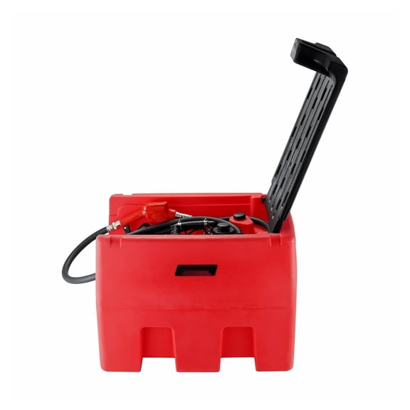 48 Gal Diesel & Gasoline Fuel Tank w/ 12V Pump - Portable Transfer Tank for Trucks, Tractors, RVs - Red