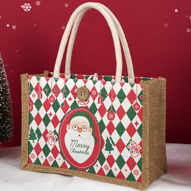 Adornos navideños, bolsas de regalo navideñas, bolsas de regalo navideñas, bolsas de regalo navideñas con ambiente festivo de Papá Noel, bolsas de regalo navideñas con manzanas, bolsas de lino portáti