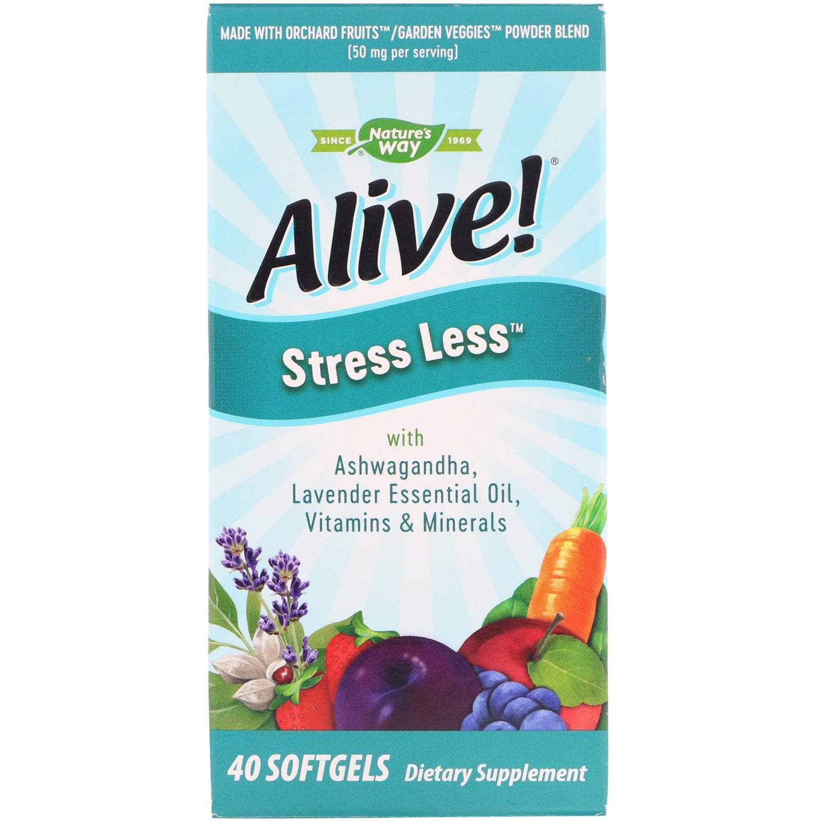 Alive! Stress Less Vitamin Supplement with Vitamins C D B5 & B6 40