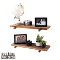 thumbnail image 3 of 24 in. x 7.5 in. x 6.75 in. Autumn Brown Restore Wood Wall Shelving with Industrial Steel Pipe Straight Brackets, 3 of 9