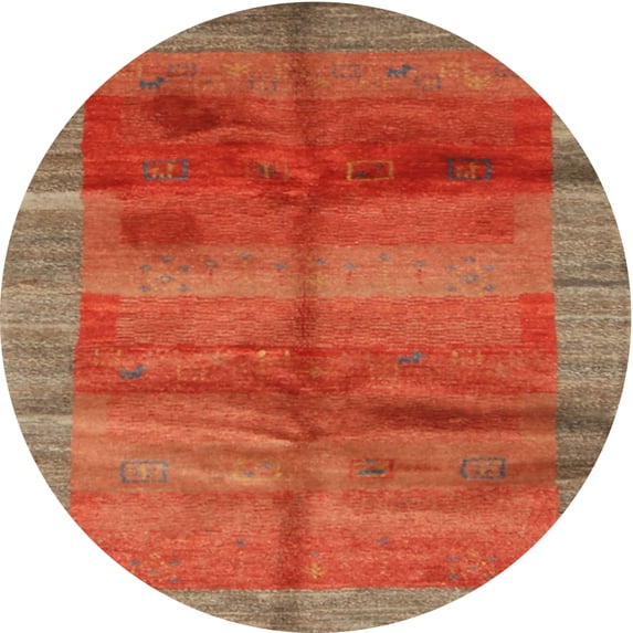 Ahgly Company Machine Washable Indoor Round Contemporary Neon Red Area Rugs, 3' Round