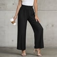 thumbnail image 2 of Pantalones de Cintura Alta de Pierna Ancha para Mujeres Trabajo Casual Pierna Ancha Recortada Viaje Senderismo Cintura Elástica con Bolsillos, 2 of 9