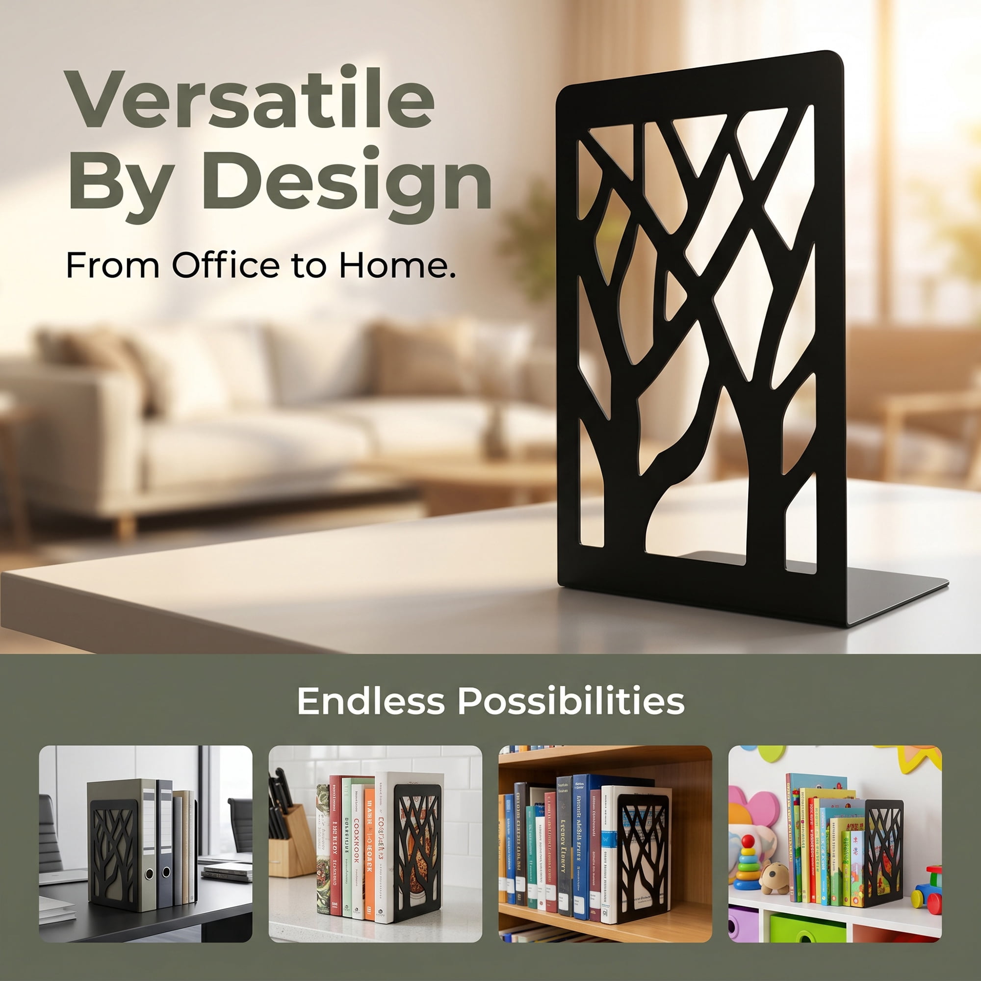 Unique Bargains Metal Bookends for Home Office and Library Black Style D 4.7"x3.5"x6.9"